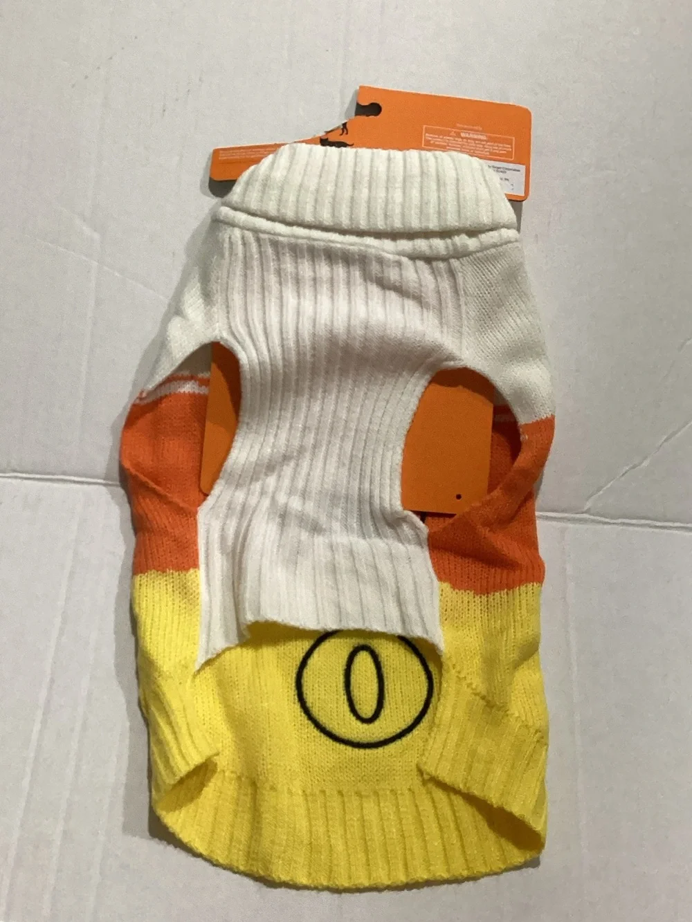Hyde & EEK! Candy Corn 'BOO' Pet Sweater - White, Orange, Yellow